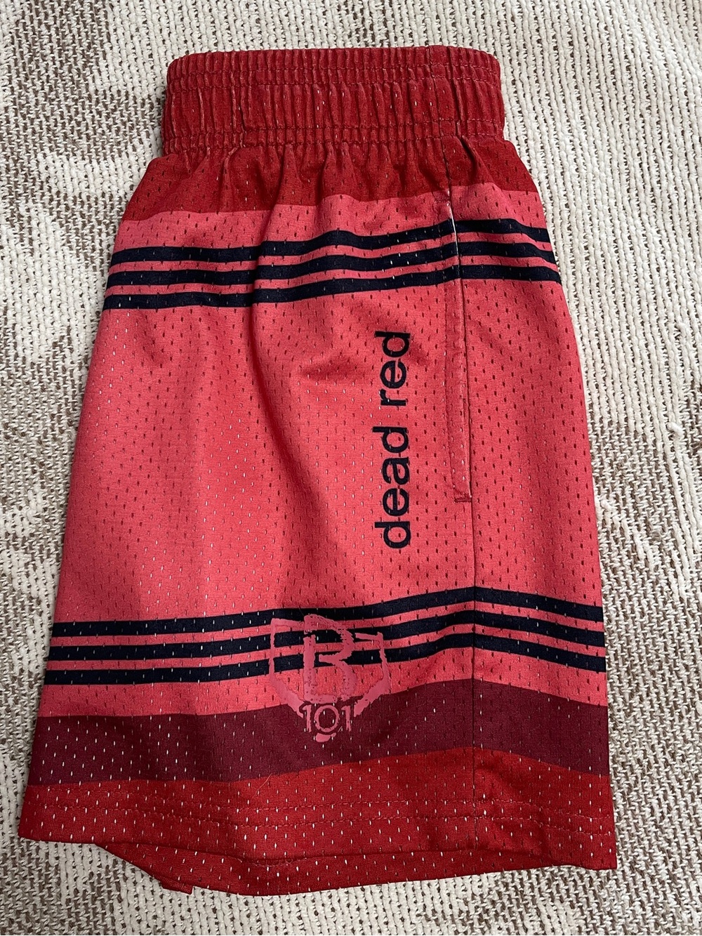 Kids' Dead Red Striped Athletic Shorts BL101 YS - Picture 8 of 8